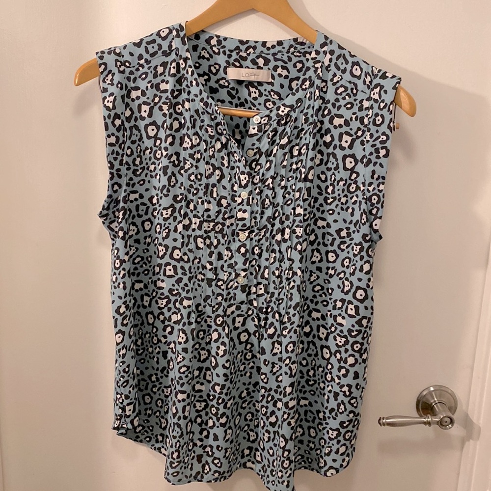 Ann Taylor Loft Blue Leopard Blouse